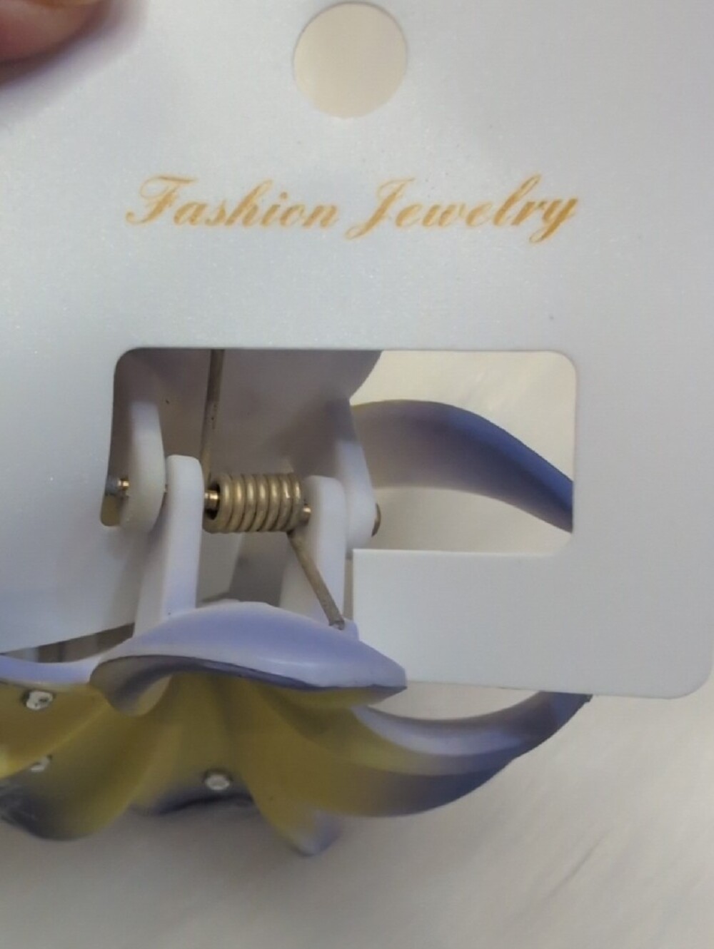 Fashion Jewelry Blue and Yellow Floral Hair Clip with Rhinestones - Picture 3 of 3